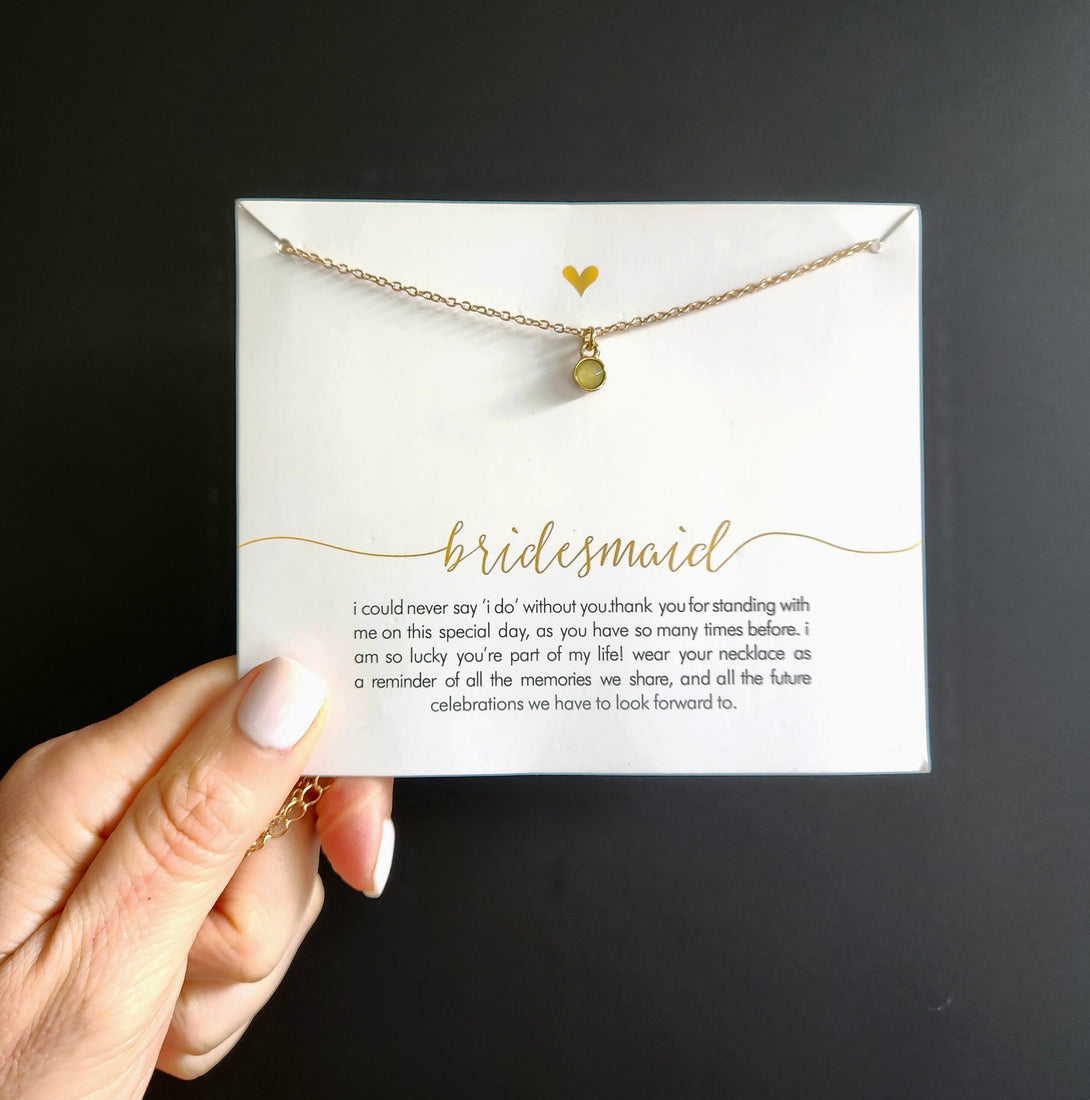 Necklace for Bridesmaids, Symbolic Bridal Jewellery Gift, Inspirational Message Pendant, Thoughtful Carded Message Jewellery