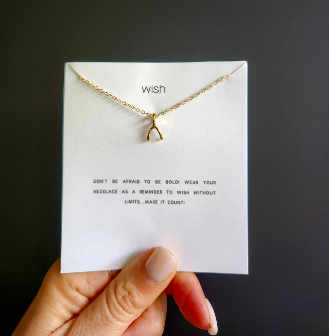 Wishbone Necklace, Inspirational, Carded Message Jewellery, Mental Health Gift