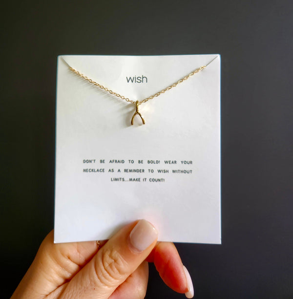 Wishbone Necklace, Inspirational, Carded Message Jewellery, Mental Health Gift