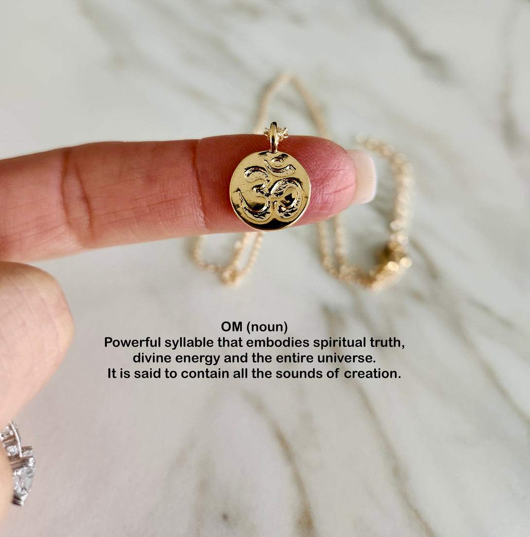 Om Necklace, Mind, Body, Spirit Symbol Charm, Message Jewellery, Yoga Gift