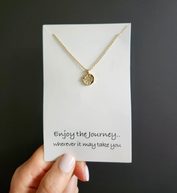 North Star Sparkle Necklace In Silver Or Gold, Celestial Message Card Jewellery