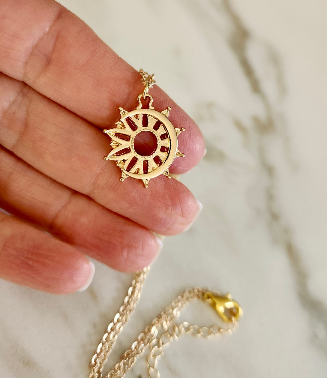 Moon And Sun Friendship Necklace, Symbolic Carded Message Jewellery