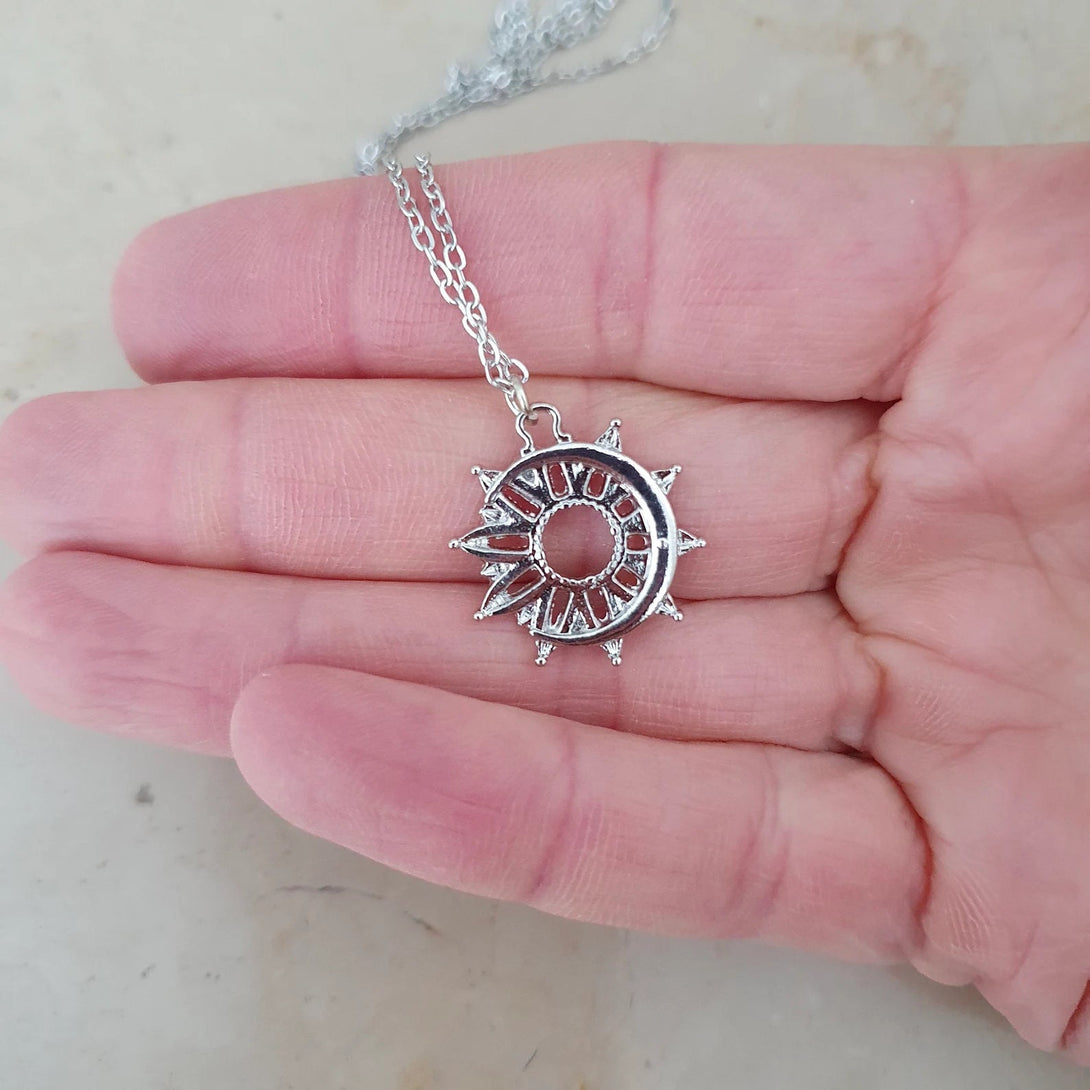 Moon And Sun Friendship Necklace, Symbolic Carded Message Jewellery