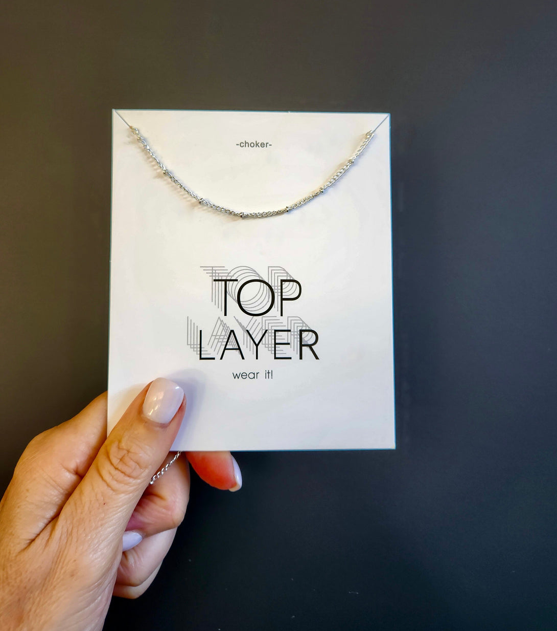 Handcrafted Minimalist Silver Bead Choker Necklace, Elegant Layer Jewellery on Card