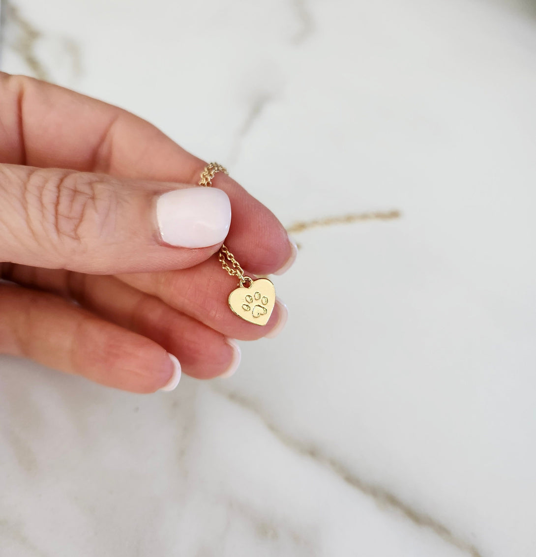 Gold Paw Print Heart Necklace ,Thoughtful Animal Lover Gift with Message Card, Pet Lover Jewellery, Animal Pawprint Charm Pendant