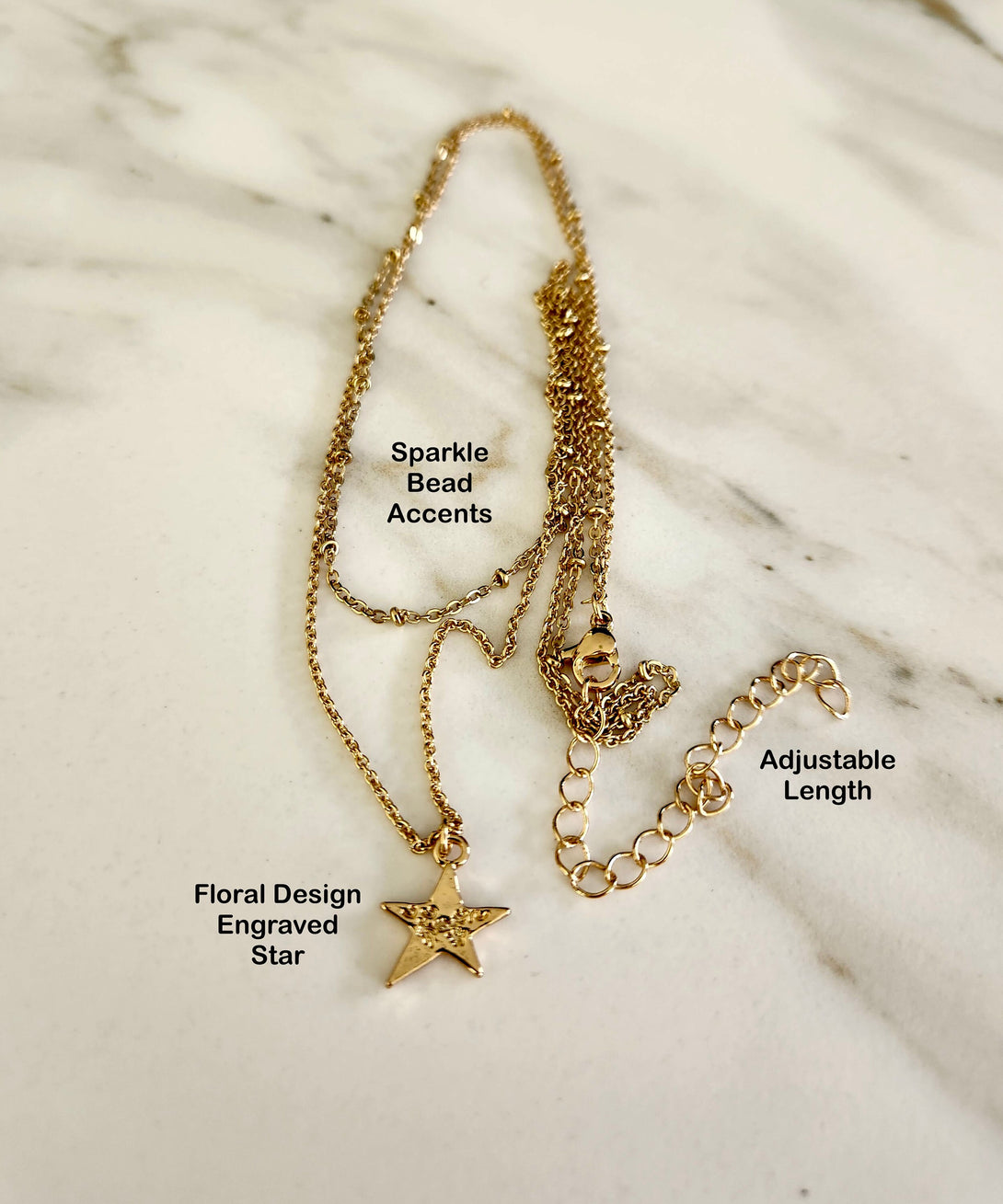 Gold Double Layer Star Necklace - Be Brave & Embrace New Beginnings - Inspirational Jewelry with Message Card