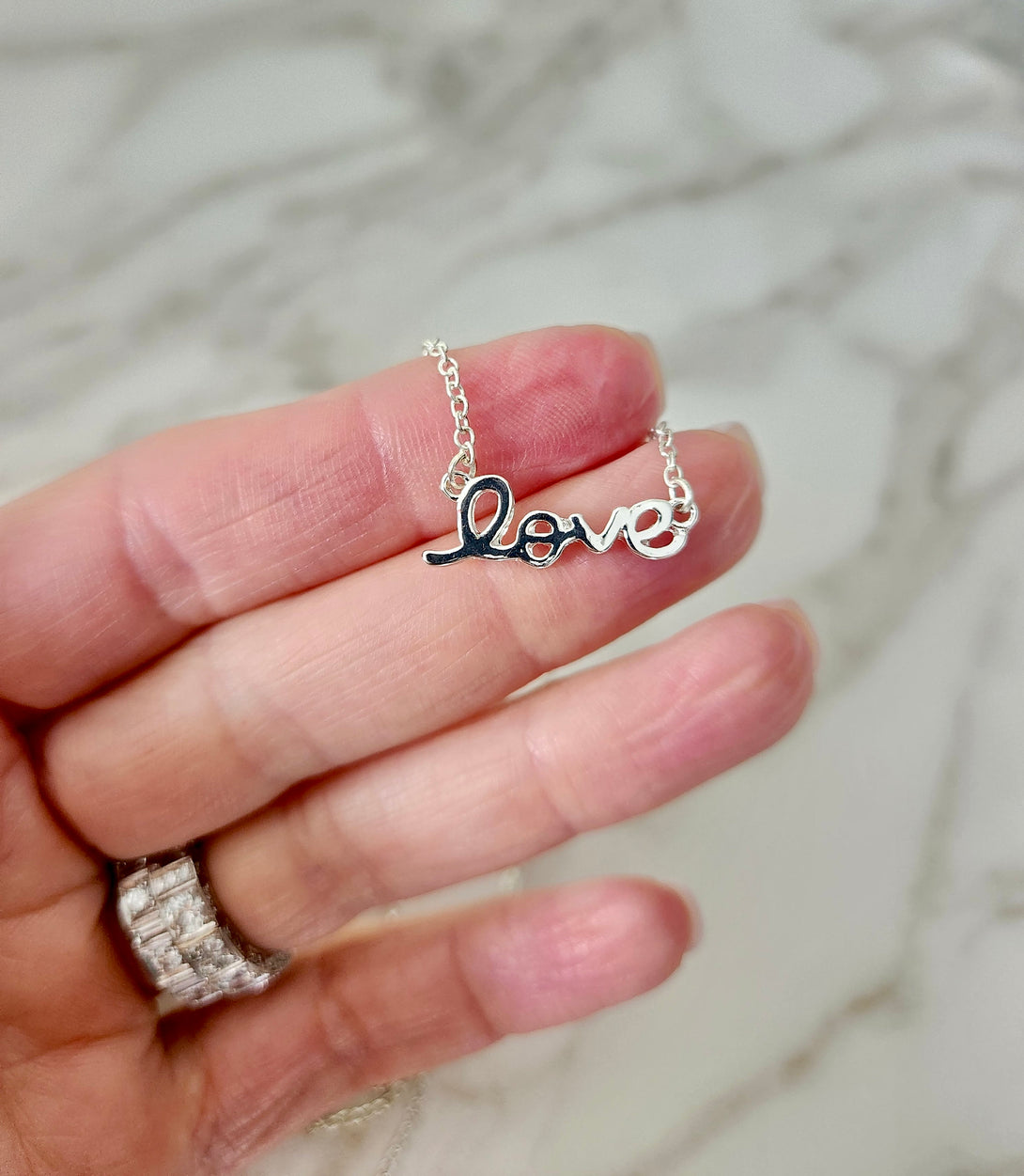 Silver Cursive Love Necklace Or Bracelet, Gifts Of Love