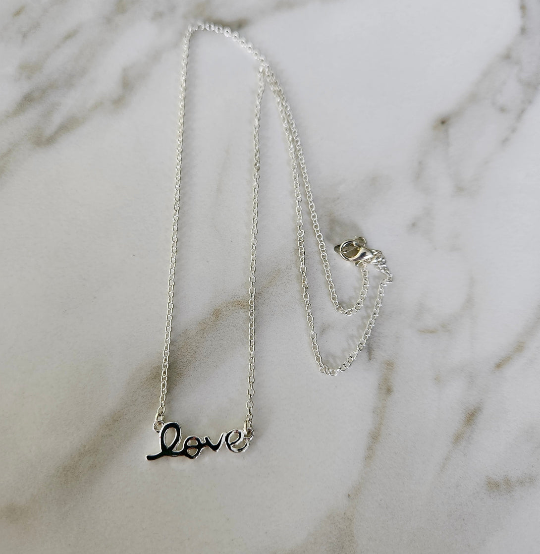 Silver Cursive Love Necklace Or Bracelet, Gifts Of Love