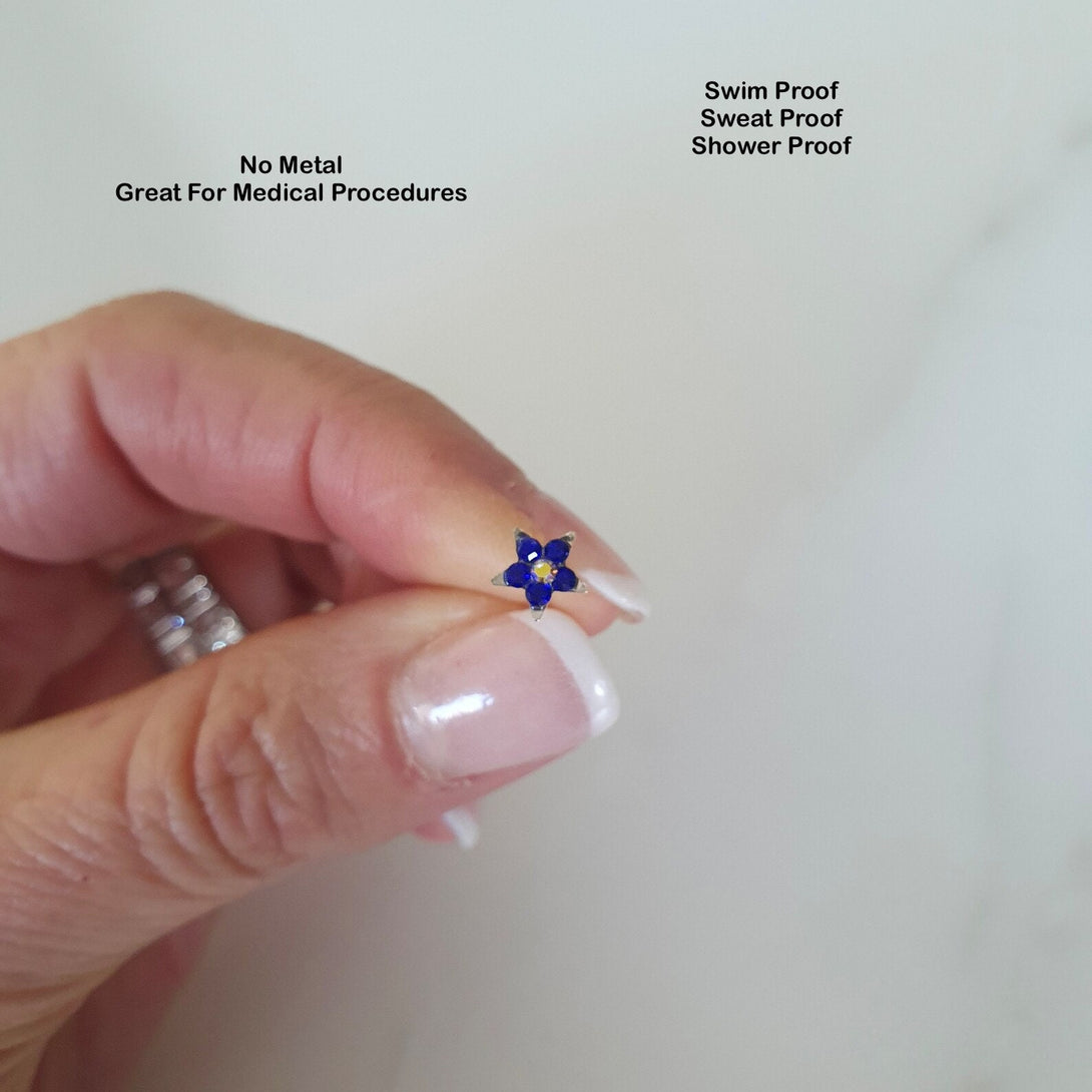 Single Hypoallergenic Flexible Bioplast Crystal Star Stud, Tragus, Helix, Cartilage, Labret, Nose, Body Jewellery 20G