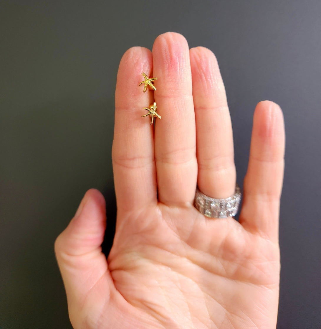 Gold Plated Titanium Starfish Stud Earrings, Symbolic & Meaningful Gifts