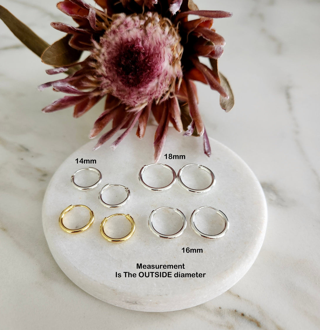 Layer Hoop Earrings In Sterling Silver, Continuous Hoops, Cartilage, Tragus, Daith Or Nose Ring, Silver, Gold Or Rose Gold Options