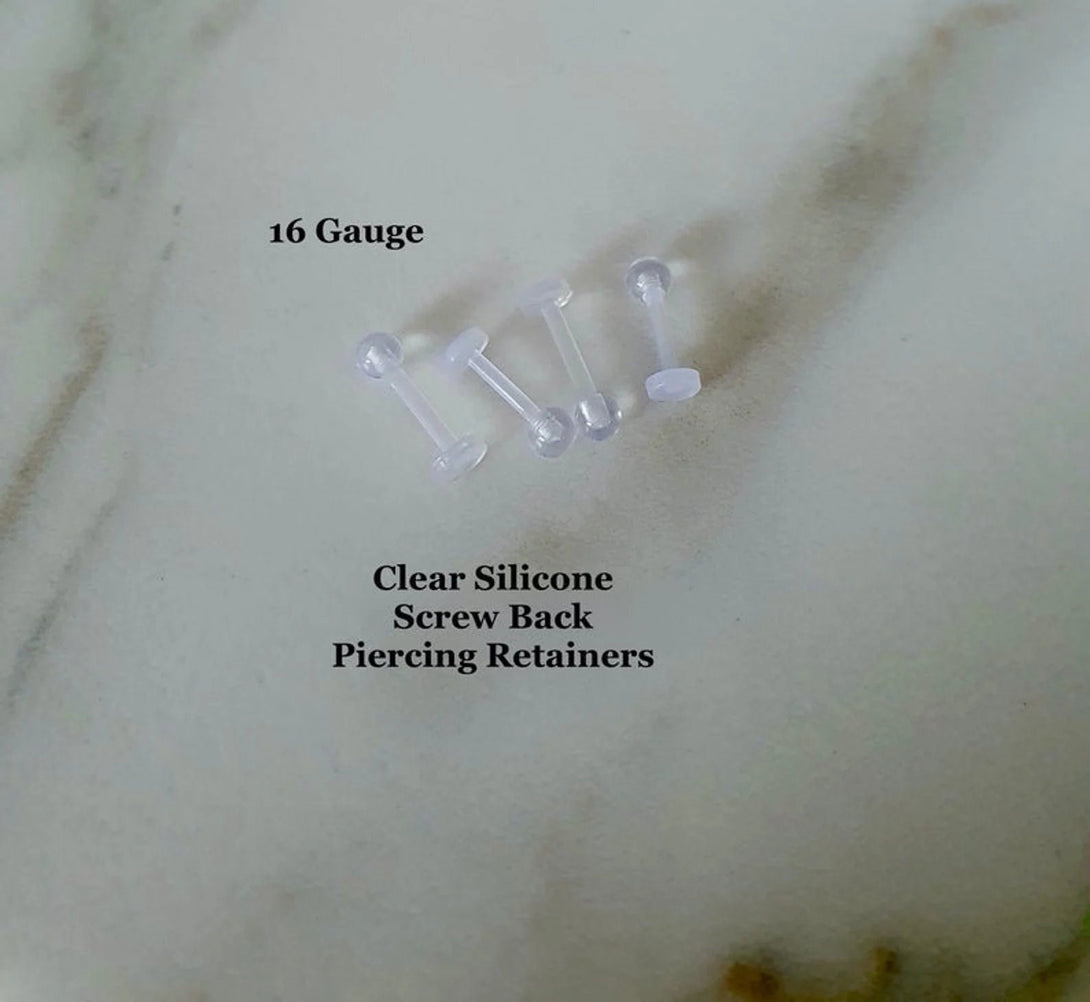 Soft, Flexible, Flat Back Bioplast, Silicone Piercing Retainer, Invisible Piercing Retainer, Invisible Labret, Clear Or Coloured