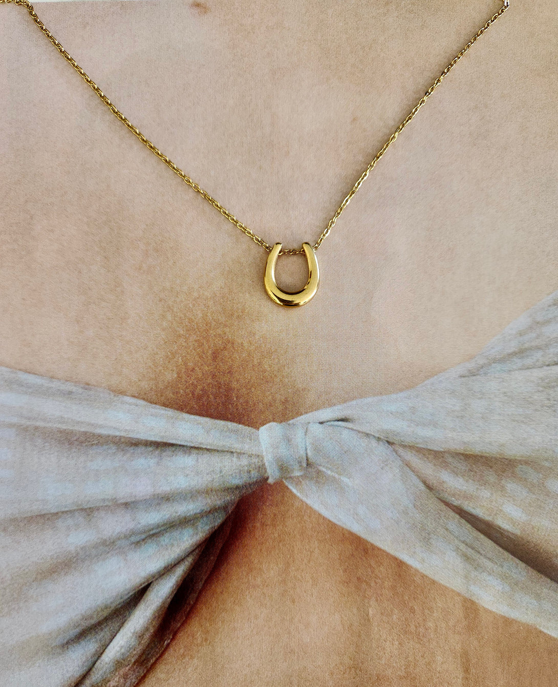 Gold U Shape Pendant Necklace | Hypoallergenic, Swim & Shower Proof, Lightweight | 40+5cm Length