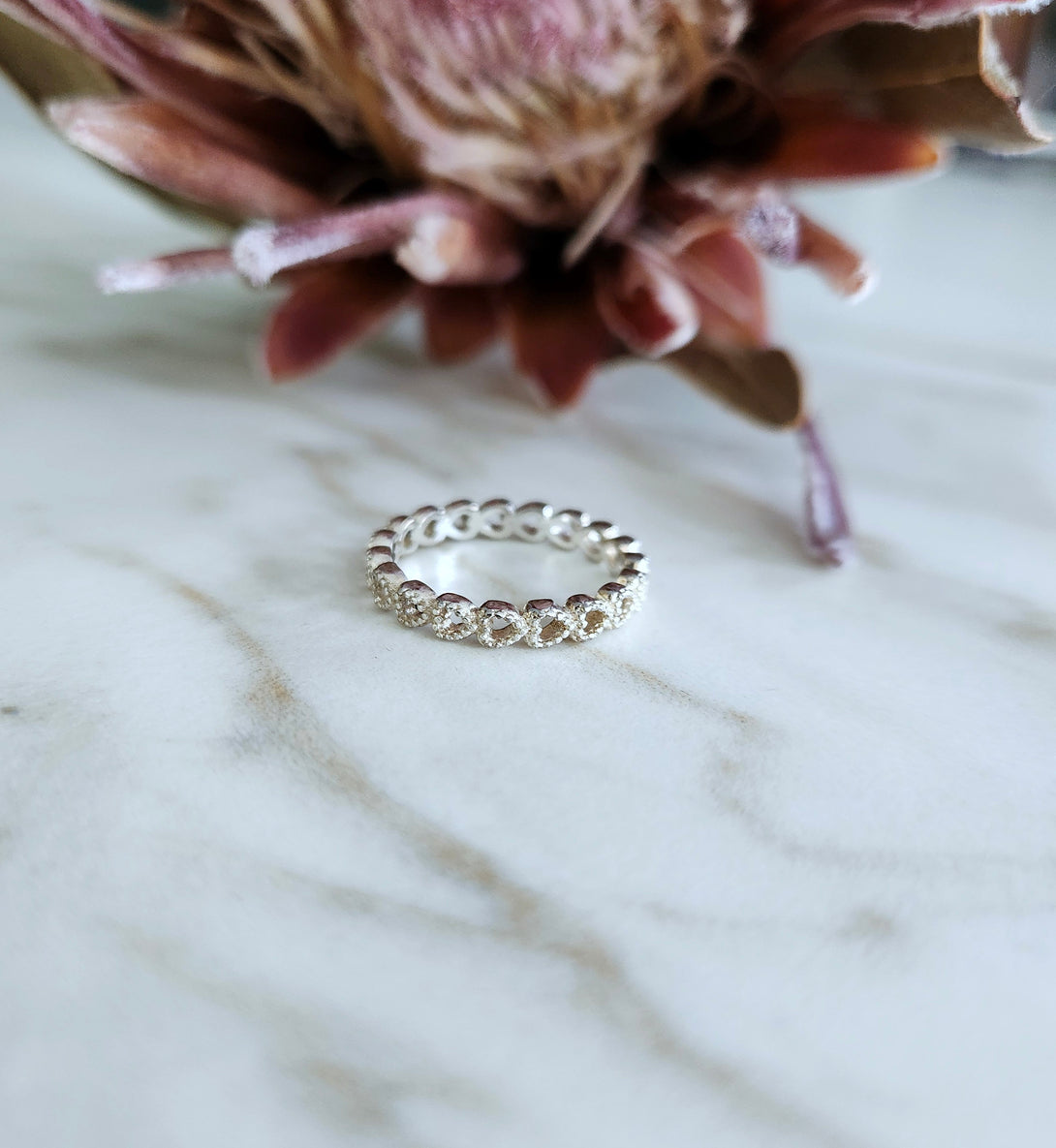 Sterling Silver Heart Eternity Ring - Gift of Love | Art Deco Style