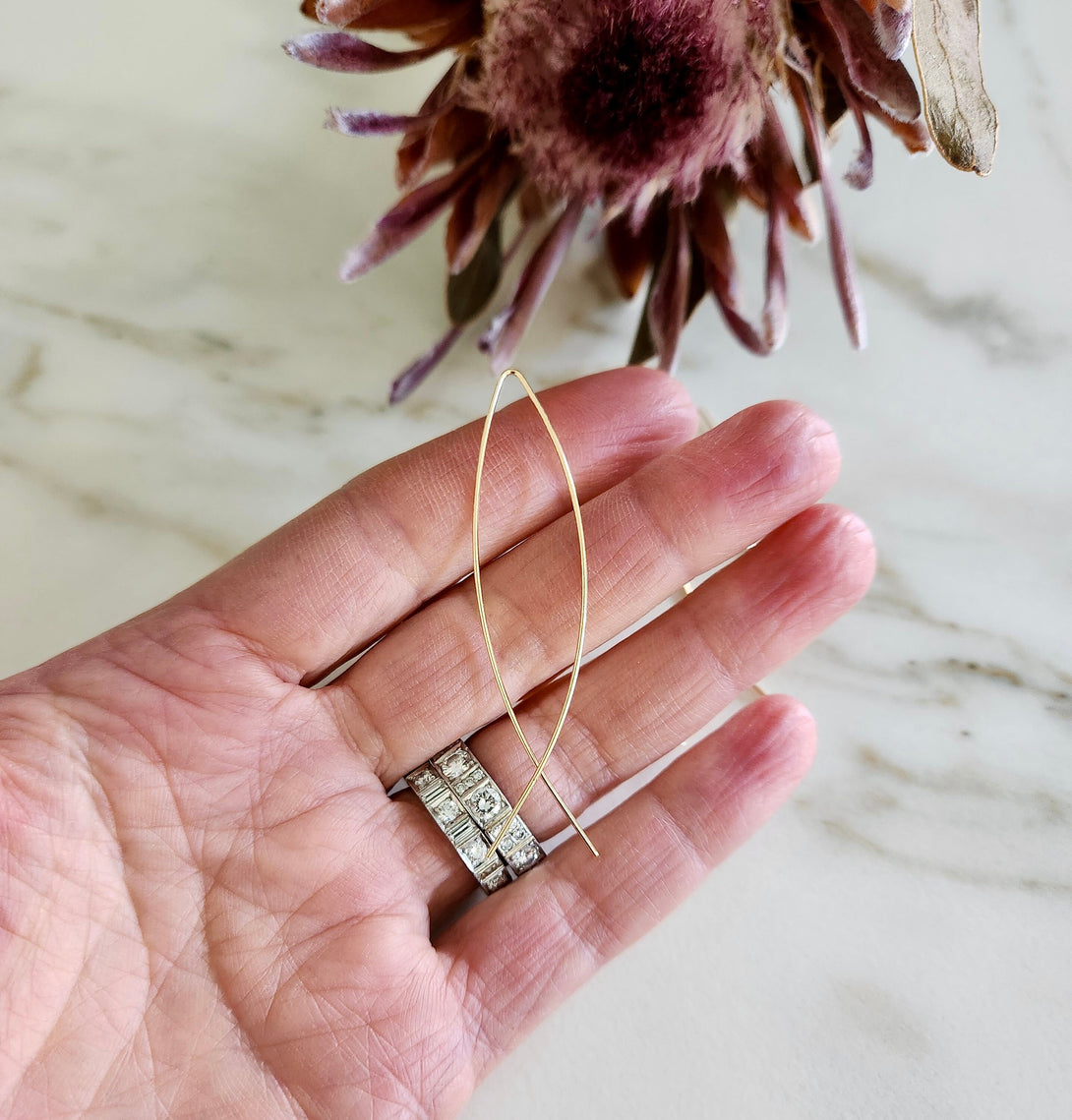 Minimalist Threader Wishbone Fish Earrings