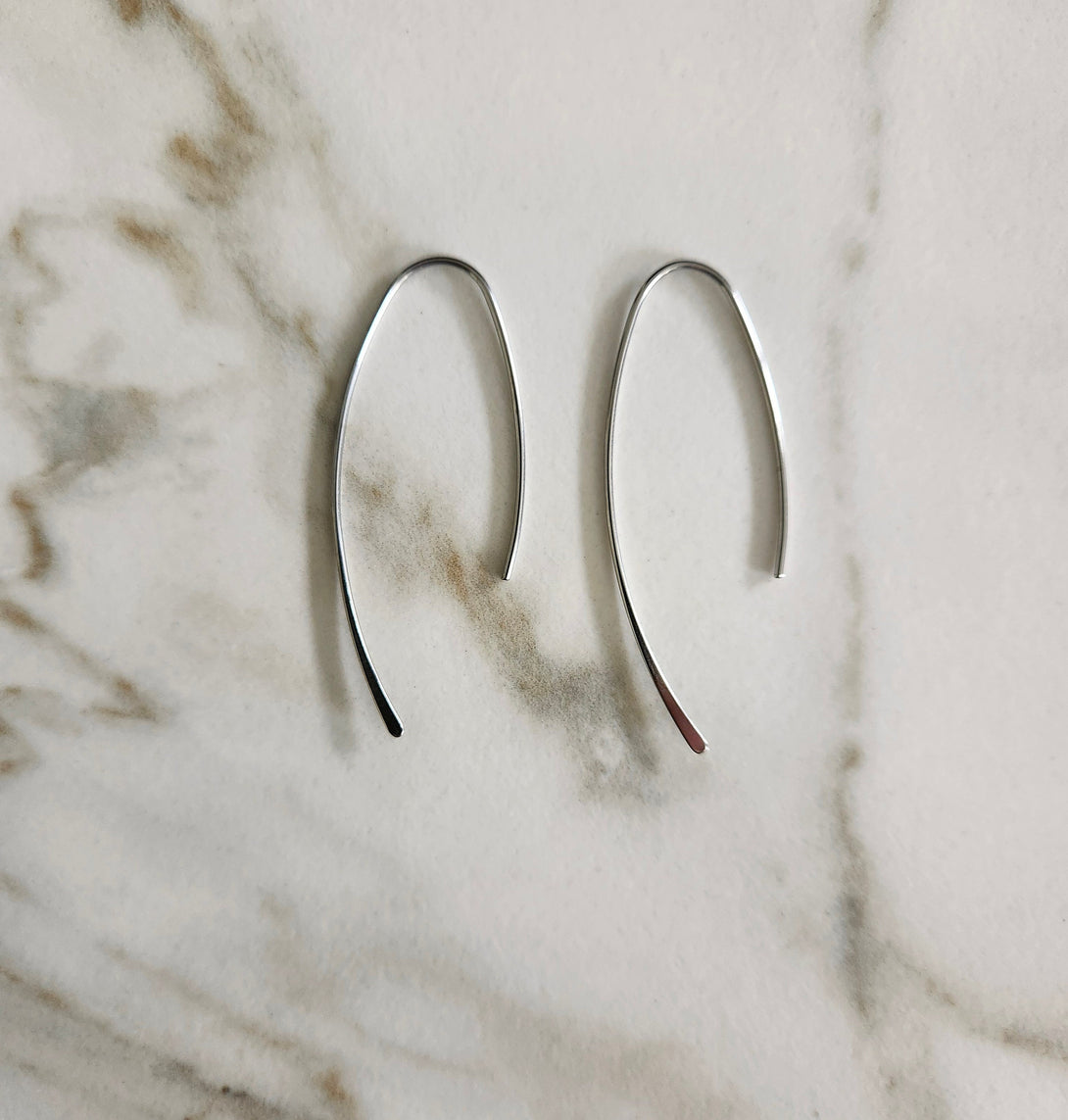 Minimalist Wishbone Threader Earrings, Hypoallergenic, Swim Proof, Sweat Proof And Shower Proof Jewellery