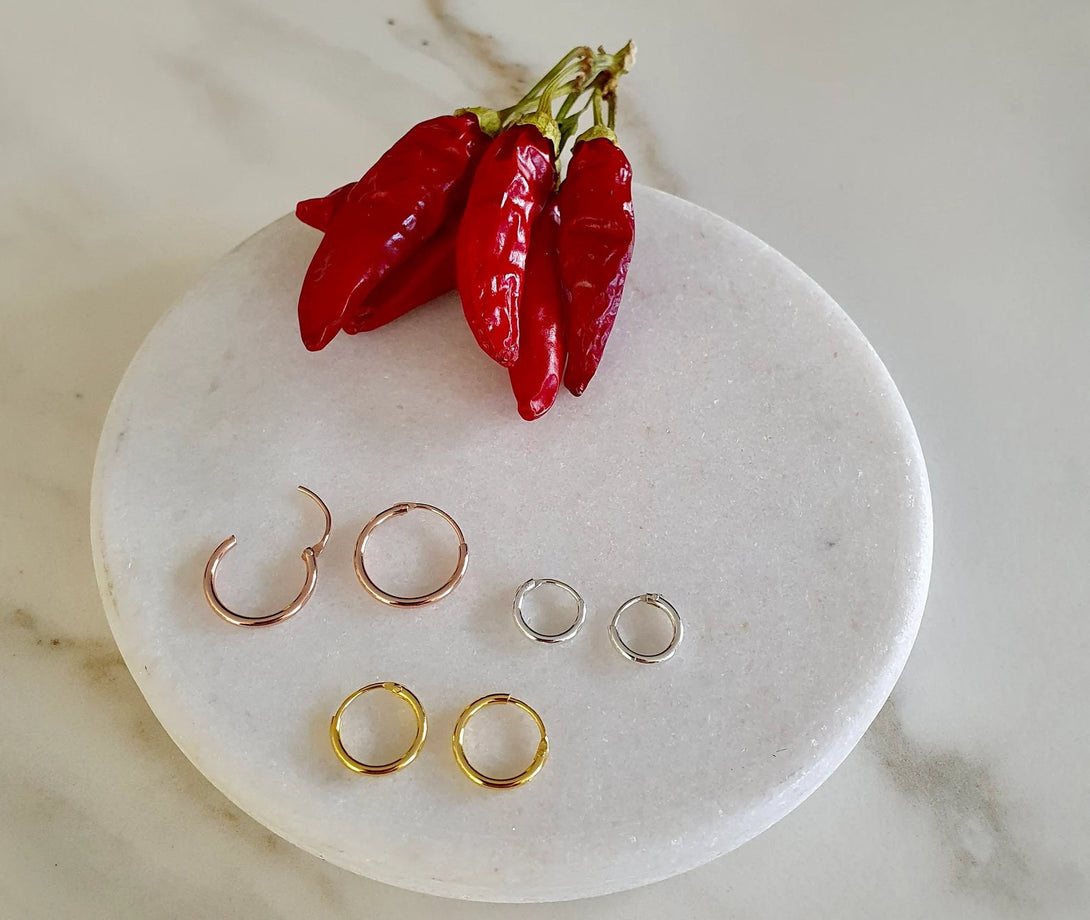 Layer Hoop Earrings In Sterling Silver, Continuous Hoops, Cartilage, Tragus, Daith Or Nose Ring, Silver, Gold Or Rose Gold Options