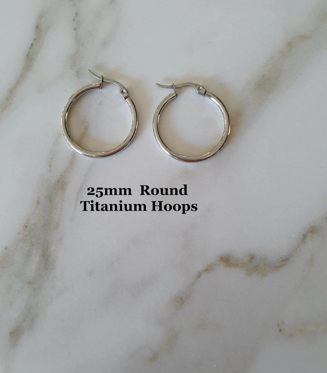 Hypoallergenic Titanium Hoops - Creole Earrings, Swim-Proof, Sweat-Proof, Shower-Proof, Various Sizes & Colours