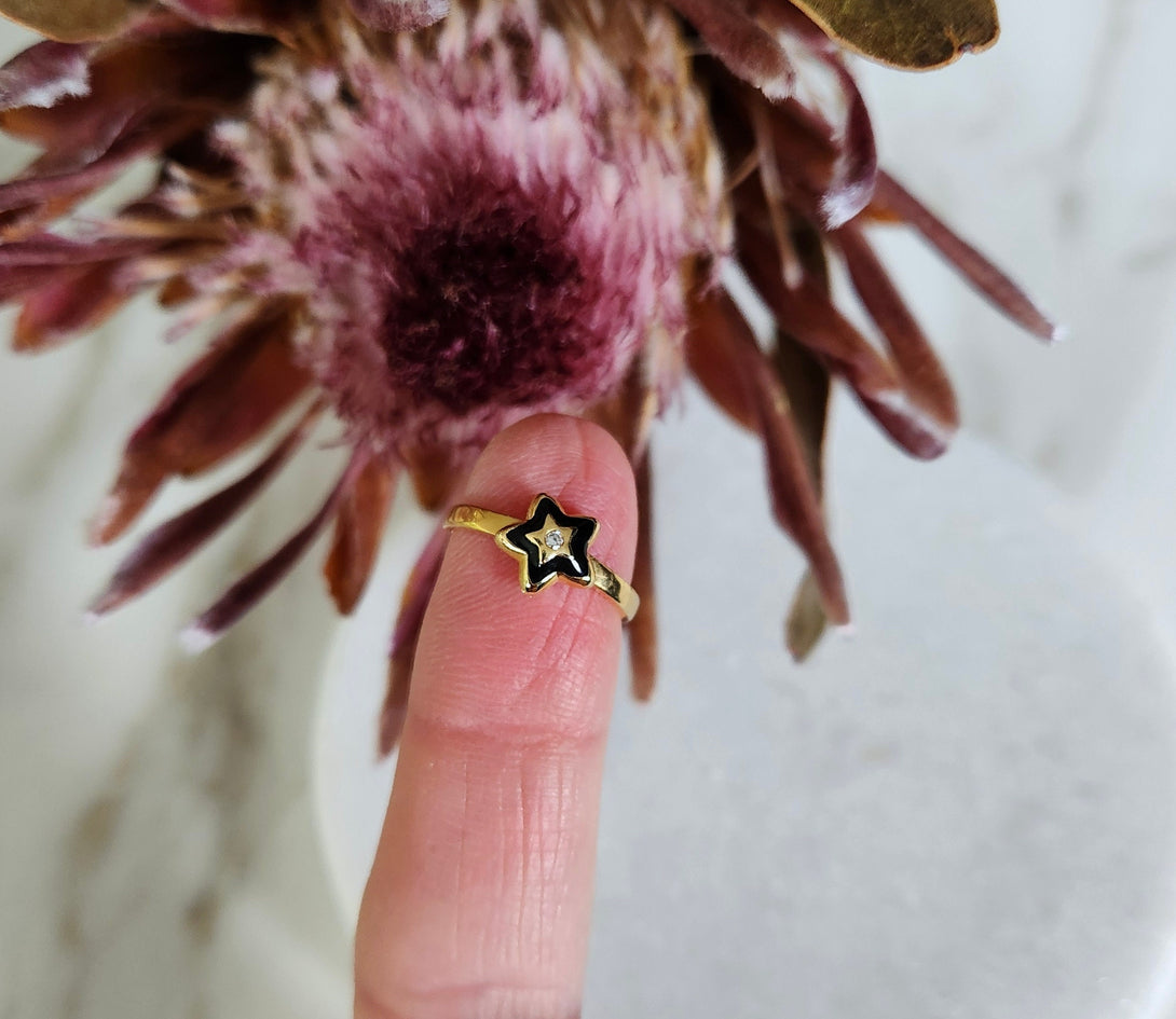 Kids Jewellery, Titanium Enamel Star Rings, Adjustable