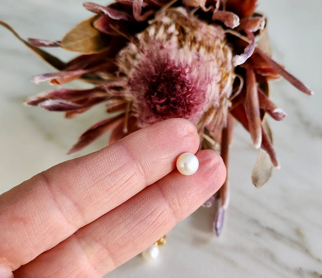 Minimalist Pearl Stud Earrings In Sterling Silver, June Birthstone