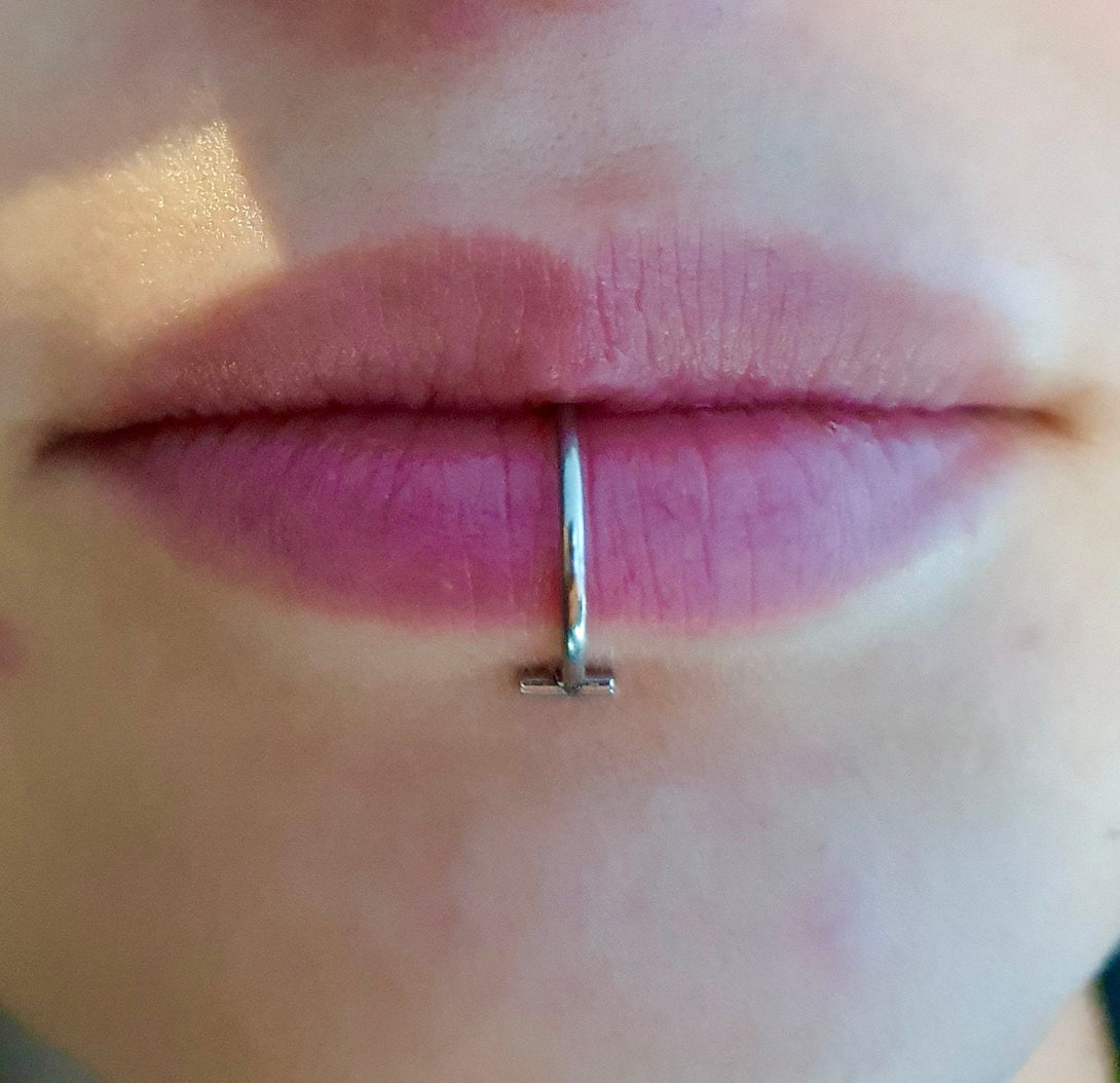 Medical Grade Titanium Vertical Labret, Snake Bite, Nose Lip Ring, Septum Piercing, Hoop Earring, Piercing Or No Piercing