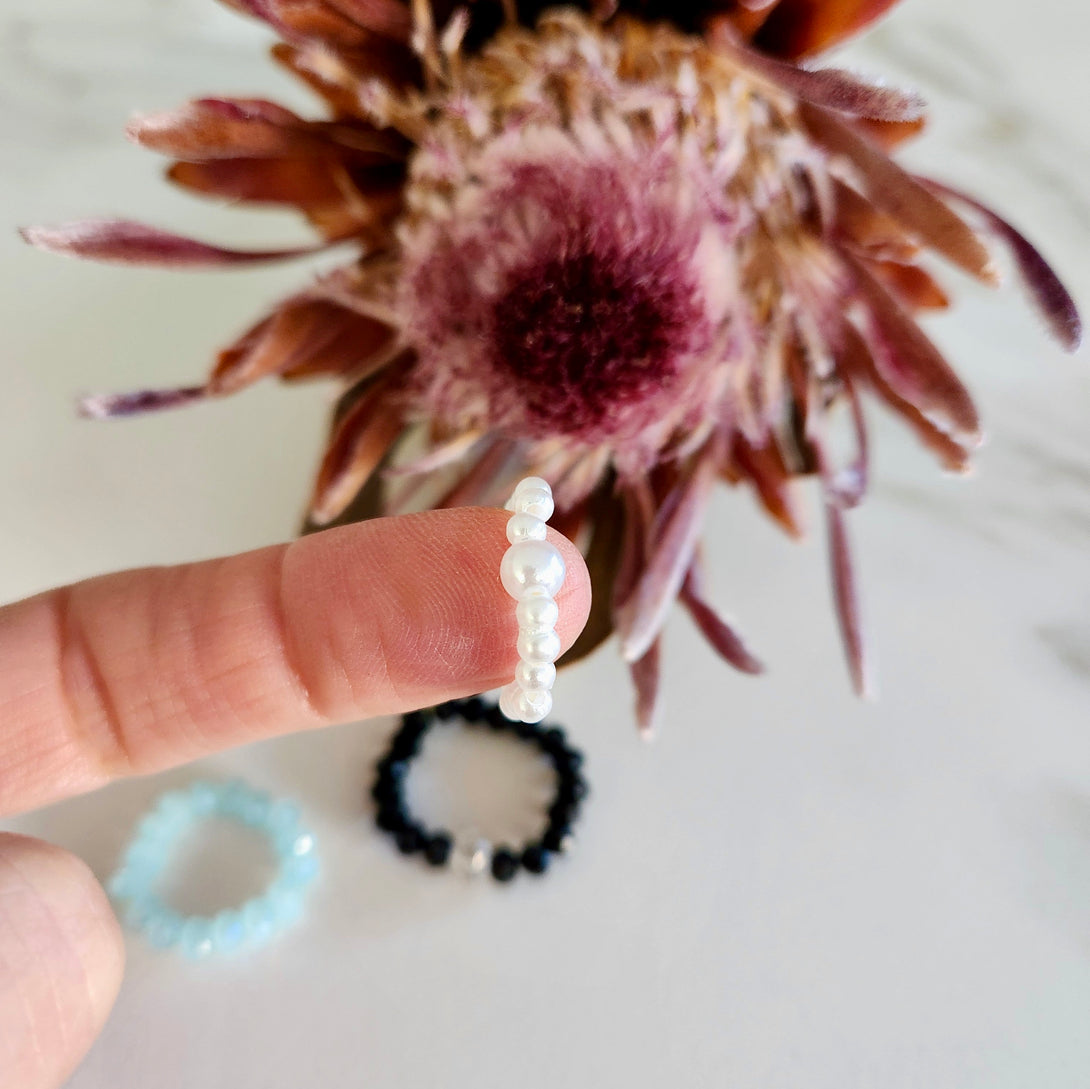 Adjustable Gemstone & Pearl Stretch Rings: Birthstone Jewellery for Custom Comfort