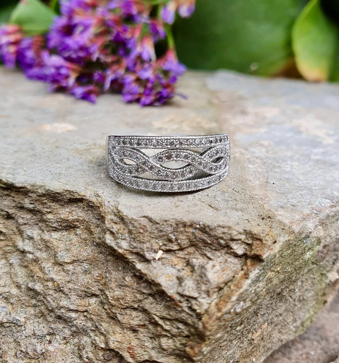 Art Deco Style Sterling Silver Filigree Band Ring - Vintage Inspired Jewelry