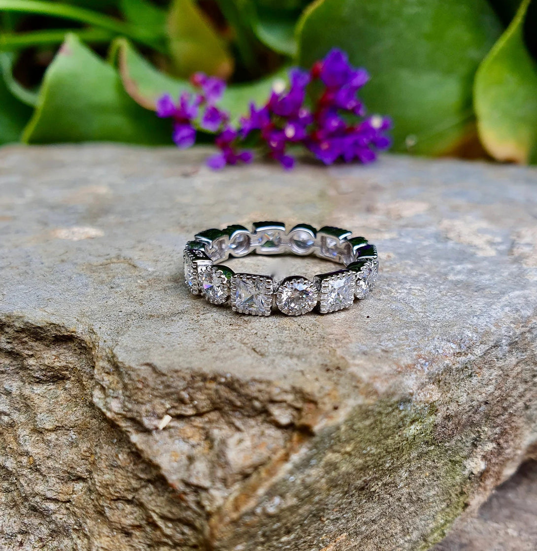 Art Deco Stackable Eternity Ring In 925 Sterling Silver