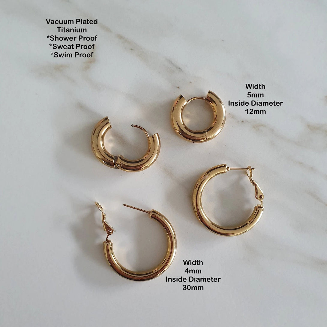 Chunky Gold Titanium Hoop Earrings, Elegant Statement Jewellery