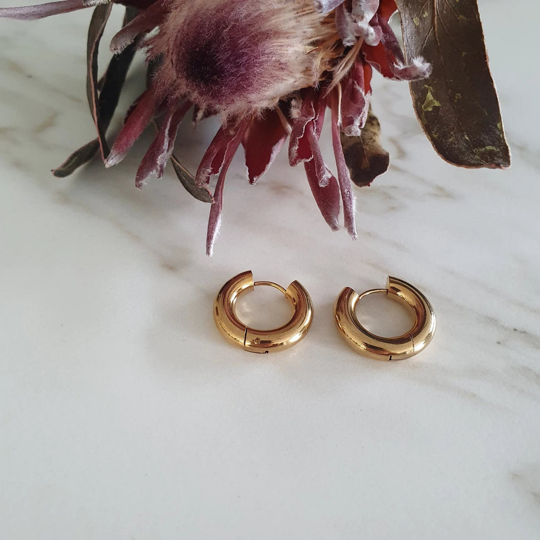 Chunky Gold Titanium Hoop Earrings, Elegant Statement Jewellery