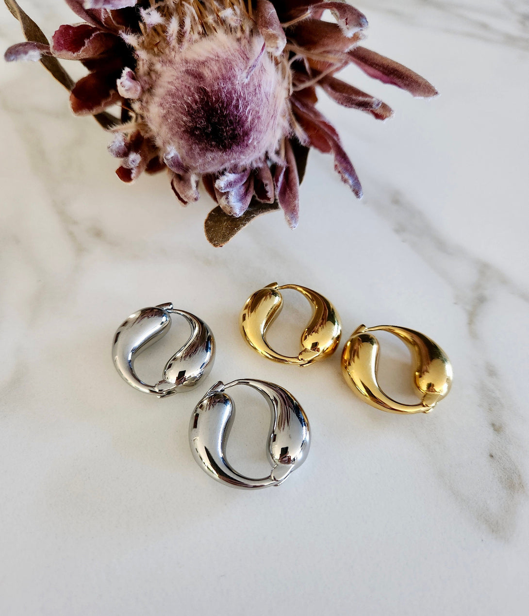 Chunky Gold Titanium Hoop Earrings, Elegant Statement Jewellery